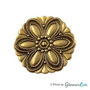 BM Floral Matte Finish Relief Gold Tone Brooch